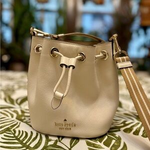 Kate Spade Rosie New York Ivory Bucket Bag with Gold Details